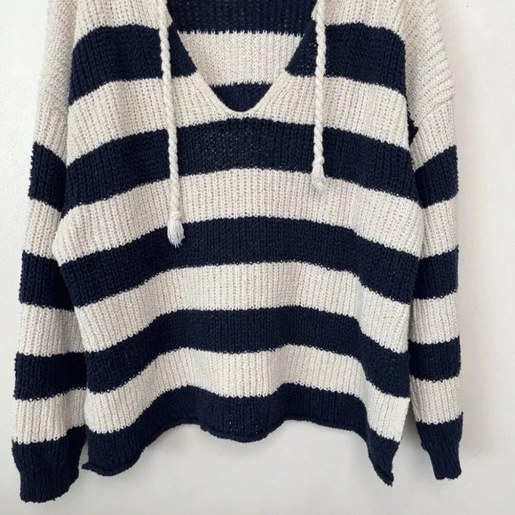 Zara  Womens M Stripes Nautical Oversized Navy White Knit Sweater - Picture 4 of 14
